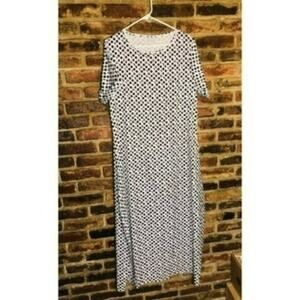 MISSLOOK Black White Geometric Short Sleeve Maxi Dress Women's Size Medium